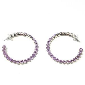 New Free People Inside Out Hoop Amethyst Glass Earrings